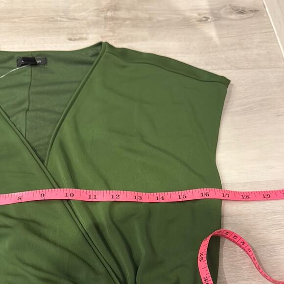 Ann Taylor Green Ruched Wrap Midi Dress - Picture 8 of 10